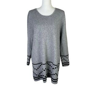 La Madona Thick Knit gray sweater dress M Long Sleeve Scoop Neck Boxy